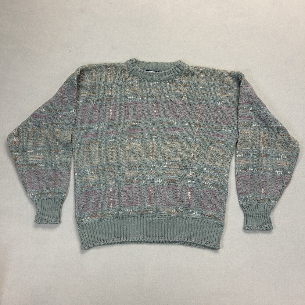 Vintage Shenandoah Sweater Mens Size Large Knit 100% Cotton Colorful Made in USA